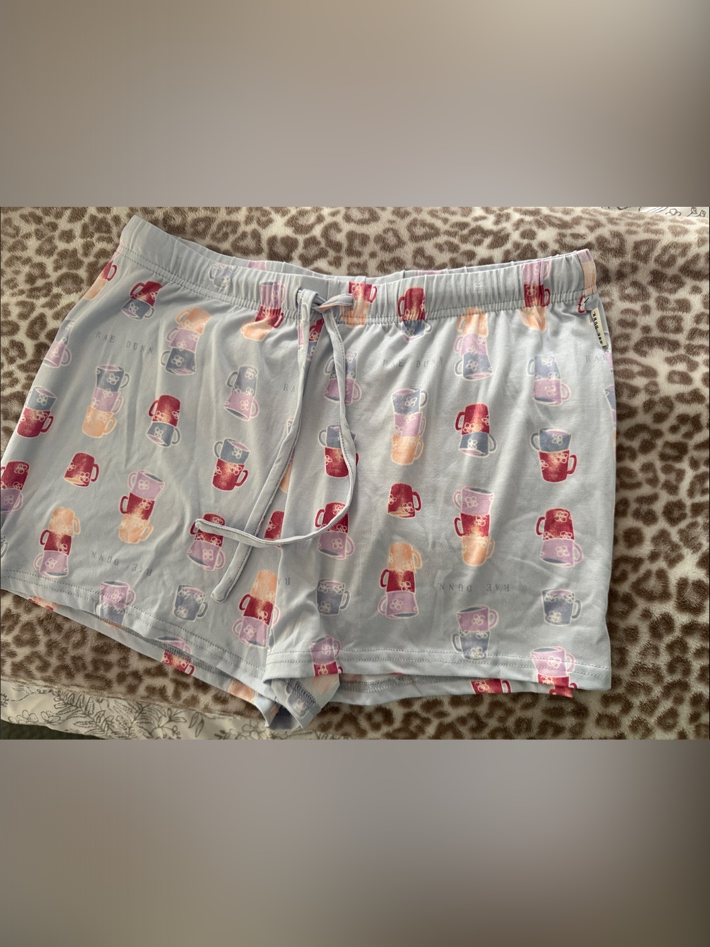 Rae Dunn Light Blue Mug-Print Women's Pajama Shorts